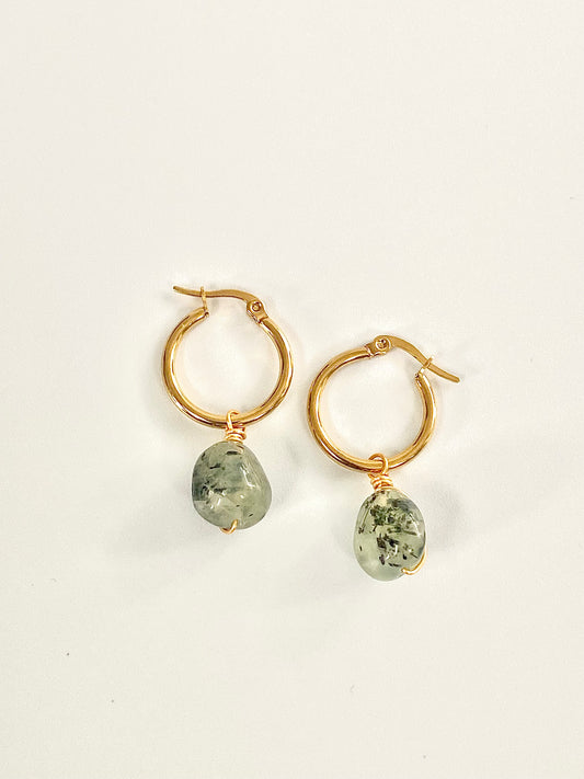 Large Prehnite Hoops