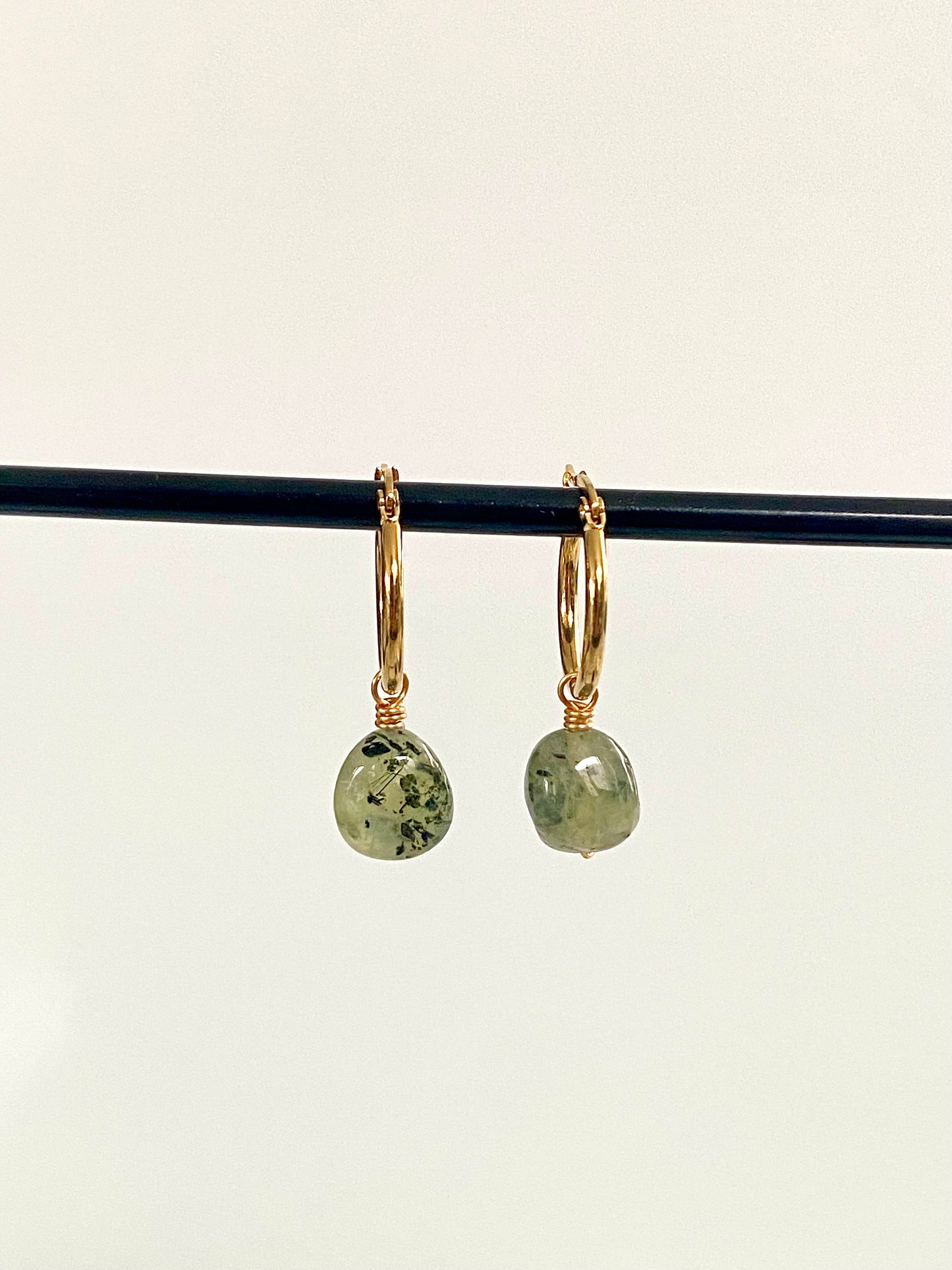 Large Prehnite Hoops