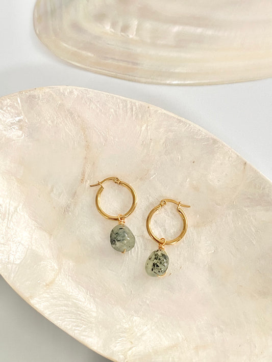 Large Prehnite Hoops