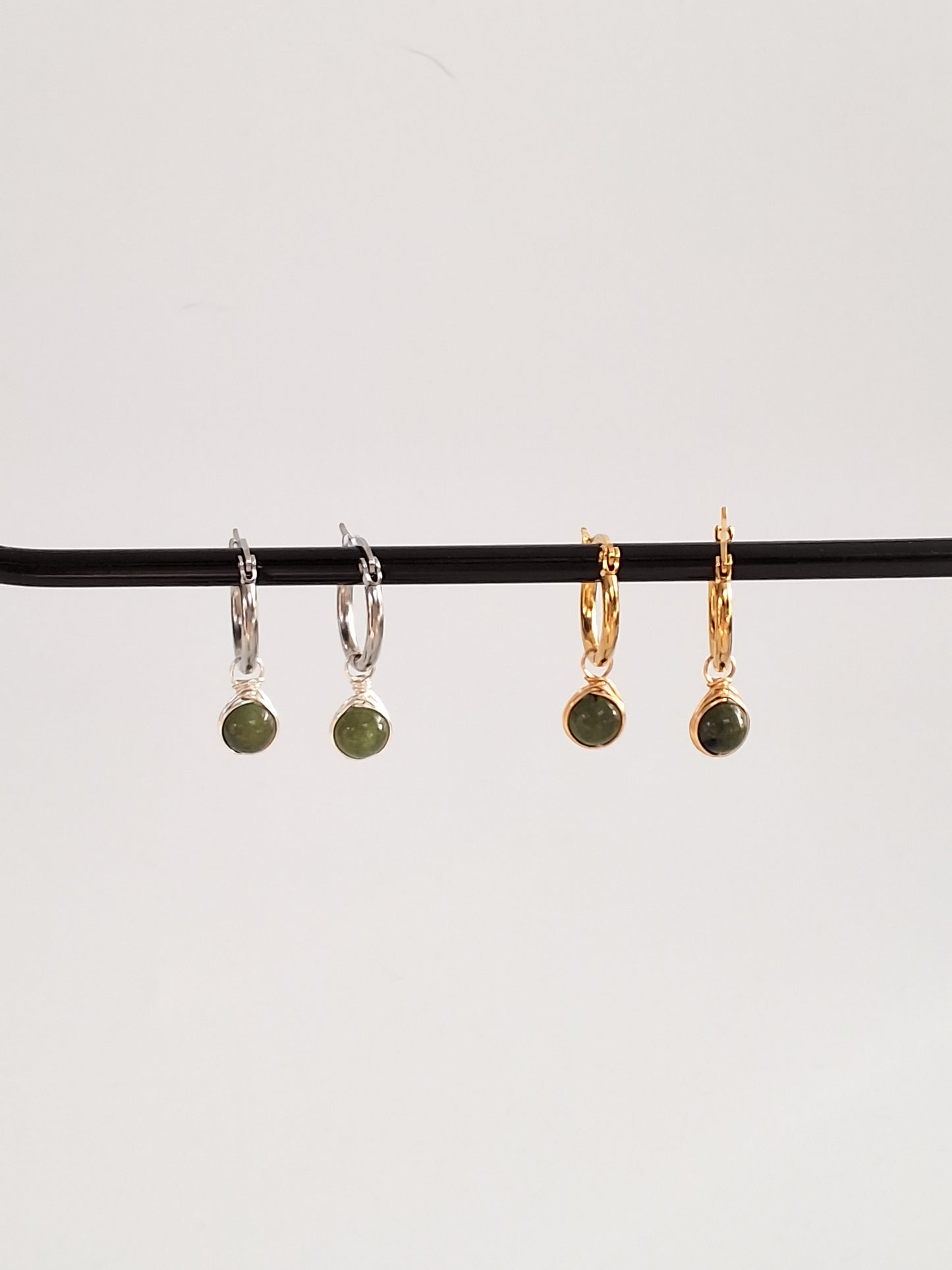 Green Jade Sphere Earthbound Hoops